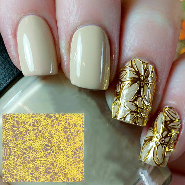 3d metal line hollow golden nail decals adhesive jewelry