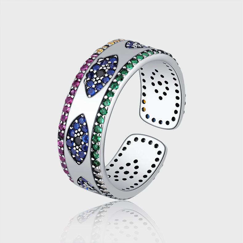 Light Luxury Ring With Colorful Diamonds, Female Advanced Food Ring