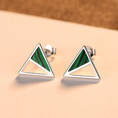 European and American Malachite Stud Earrings