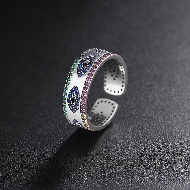 Light Luxury Ring With Colorful Diamonds, Female Advanced Food Ring