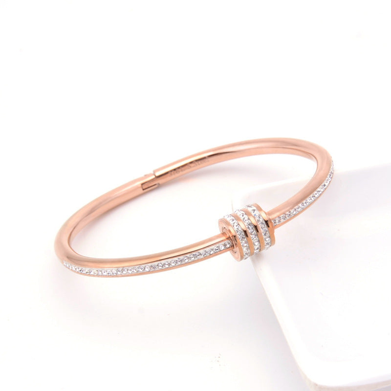 Fashion Diamond-studded Titanium Steel Bracelet Women