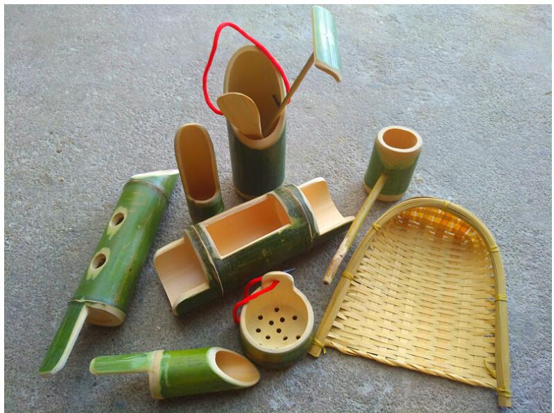 Bamboo tube toys, bamboo products, children''s sand water toys set 10 sets of sand water toys, play with sand and play with water toys