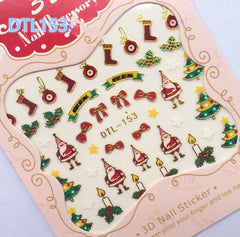 3D Christmas nail decals