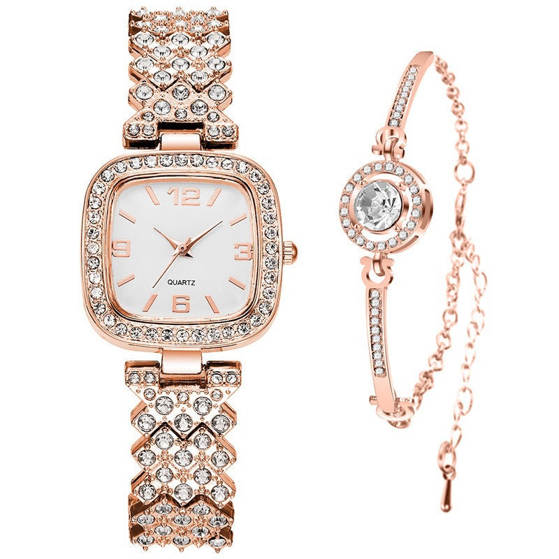 Small Square Watch Full Diamond Women's Bracelet Gift Box