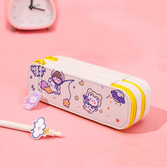 ins cartoon pencil case cute astronaut double-layer pencil case