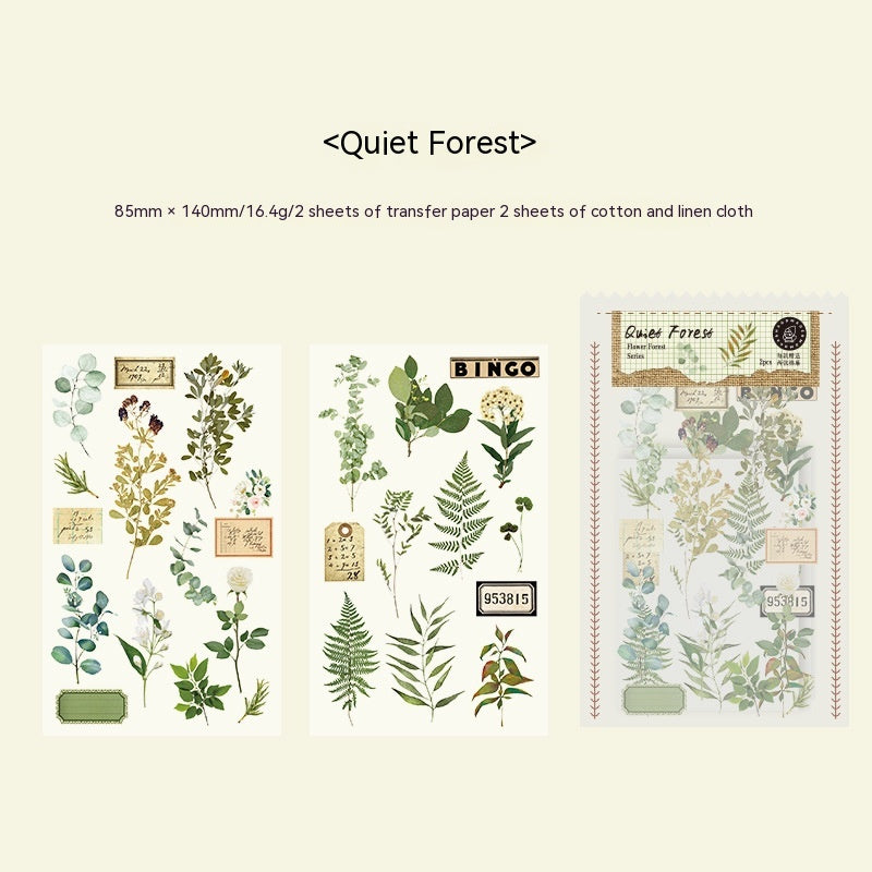 Huazhisen Series Sticker Material Pack Art Style Forest Label