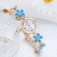 Women's Bracelet Watch Flower Disk Two-piece Bracelet Set