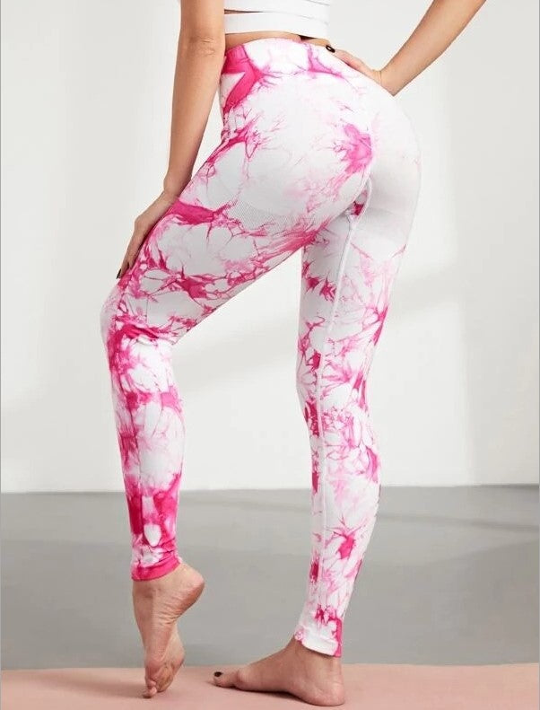 Tie-Dyed Peach Hip-Lifting Fitness High-Waist Pants Women'S Tight-Fitting Stretch Yoga Seamless And Quick-Drying Hip Sports Trousers