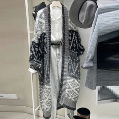 Idle Style Design Sense Niche Mid-length Heavy Industry Retro Unique Knitted Cardigan Sweater Coat