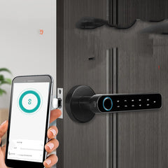 Glass Room Door Indoor Wooden Door Fingerprint Lock Bluetooth Lock