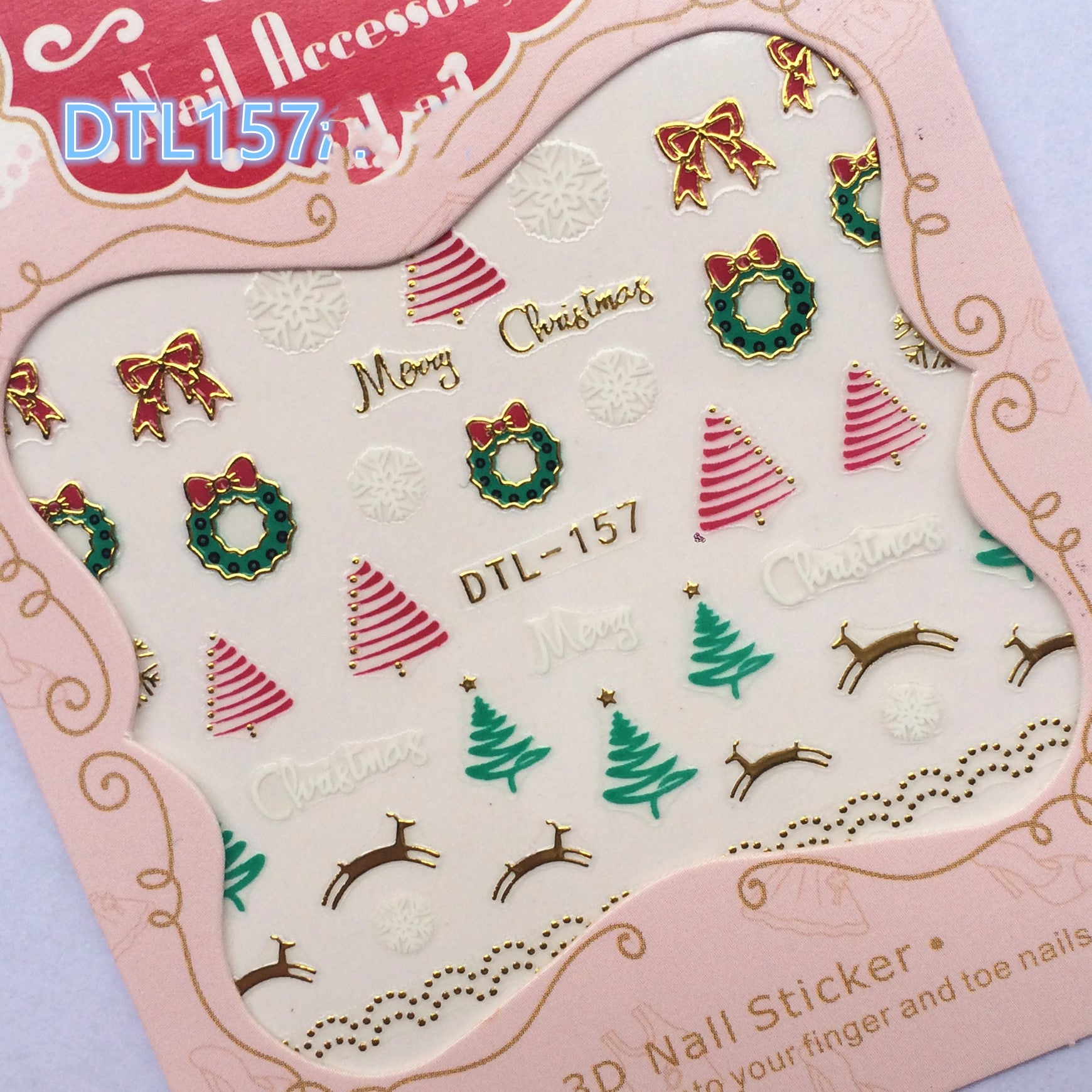 3D Christmas nail decals