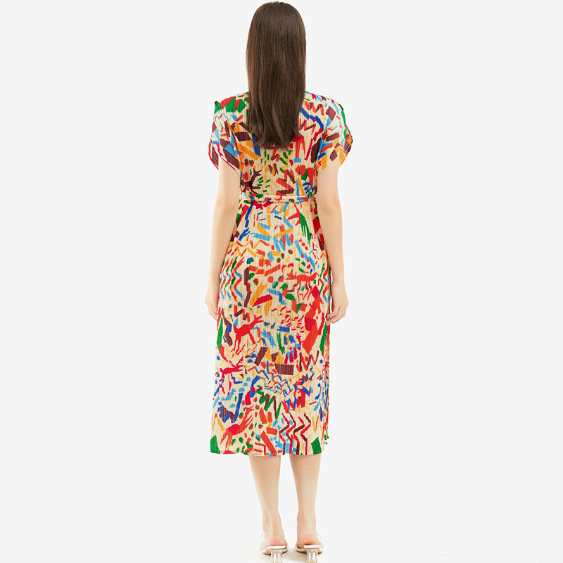 Women's Summer Graffiti Slim-fit Printed Mid-length Dress