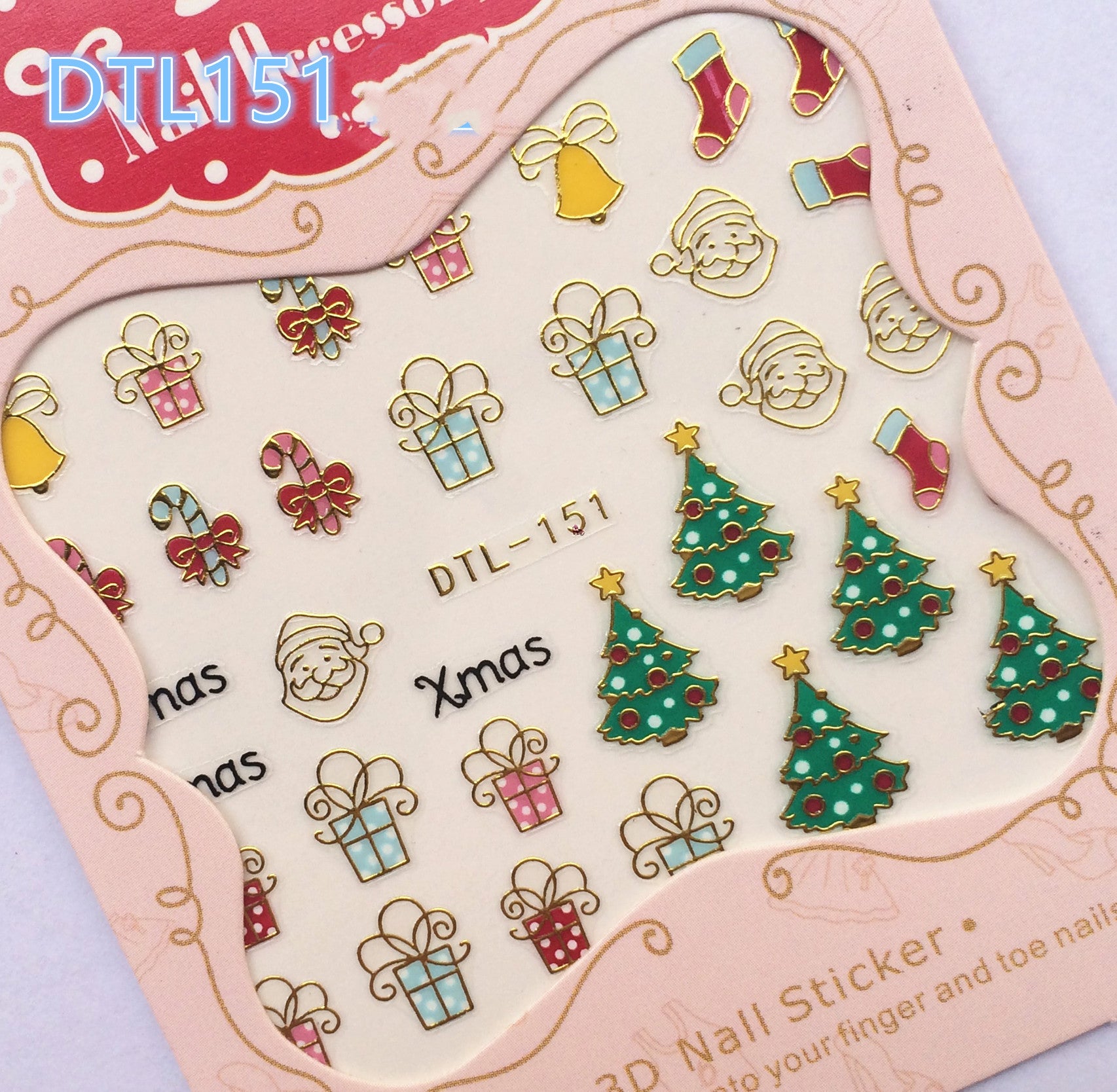 3D Christmas nail decals