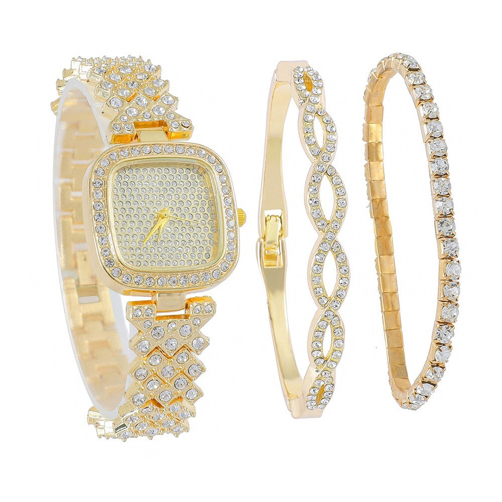 Women's Square Diamond Bracelet Fashion Quartz Watch