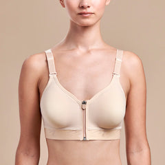 CARESS™ ULTRA-LOW COVERAGE POCKETED ZIP-FRONT BRA - STYLE NO. CAR-B09Z-01, CAR-B09Z-10, CAR-B09Z-11 - BEIGE