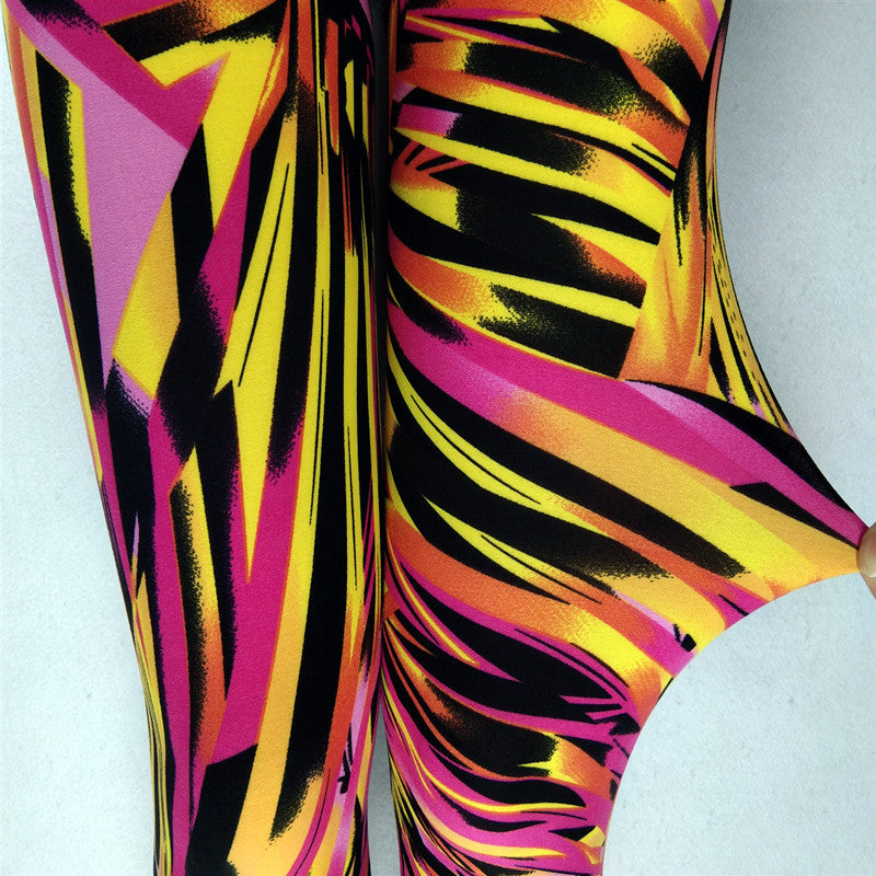 European And American Color Neon Leopard Print Women's Leggings