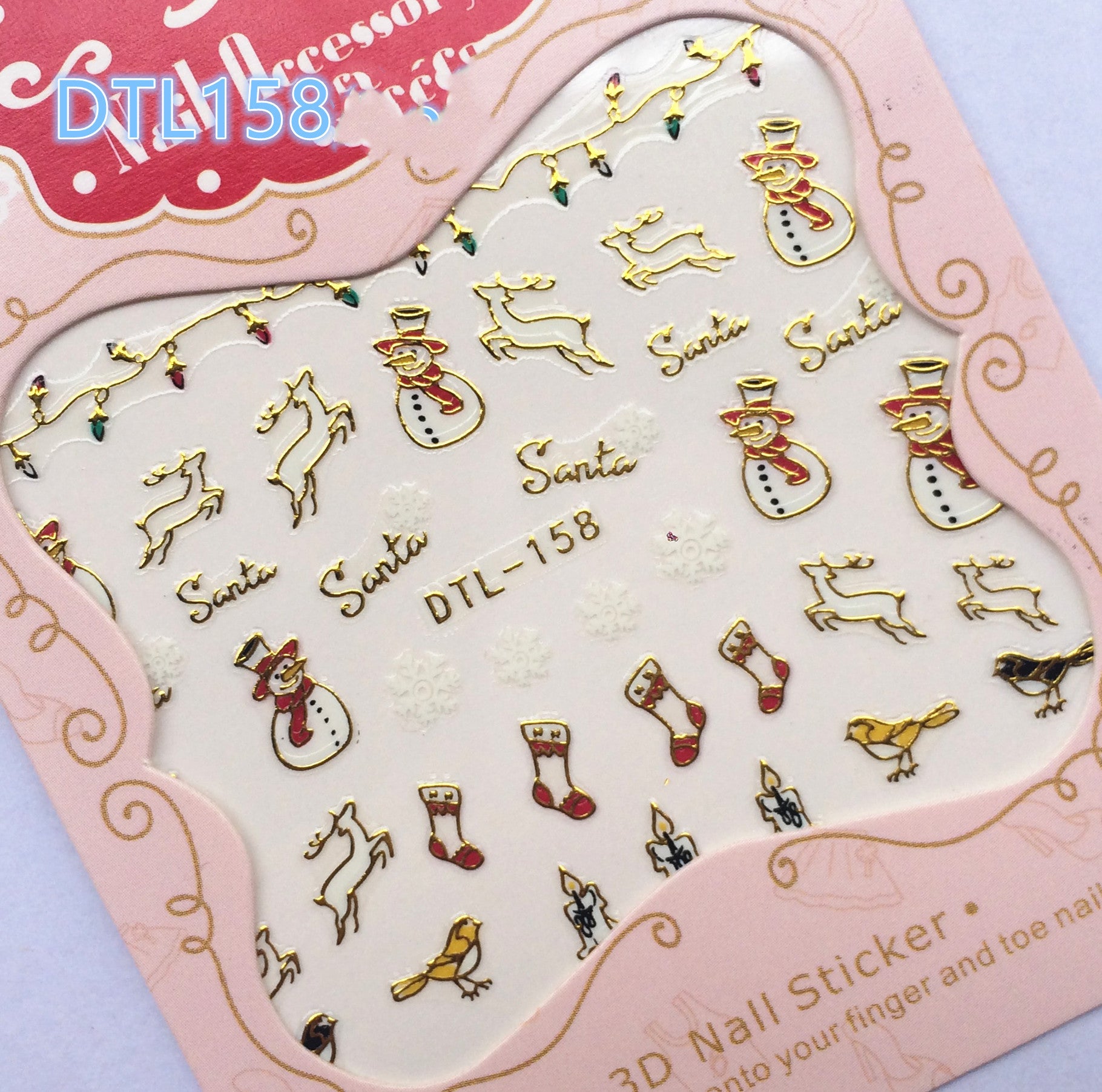 3D Christmas nail decals