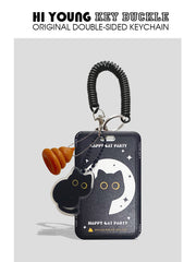 Original Cute Little Black Cat Portable Card Holder Bus Subway Canteen Student ID