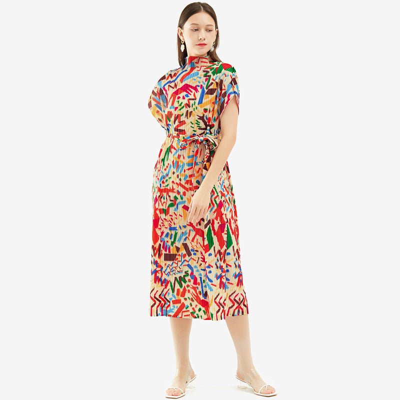 Women's Summer Graffiti Slim-fit Printed Mid-length Dress