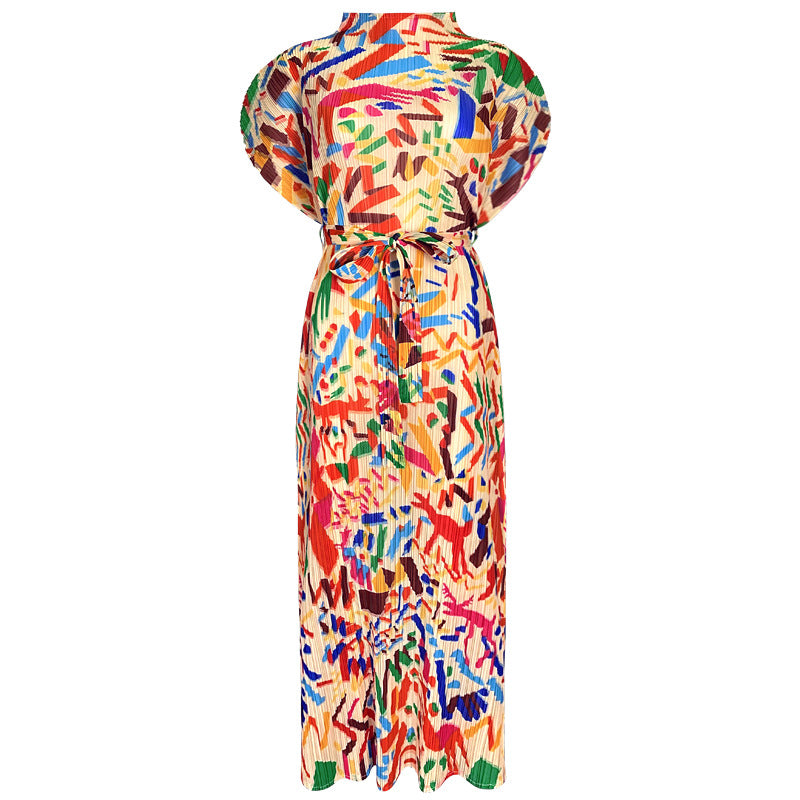 Women's Summer Graffiti Slim-fit Printed Mid-length Dress