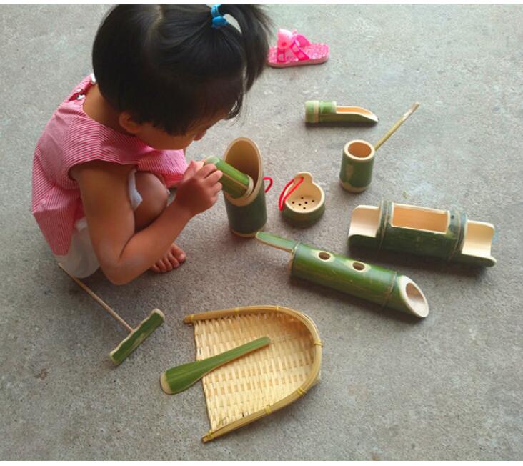 Bamboo tube toys, bamboo products, children''s sand water toys set 10 sets of sand water toys, play with sand and play with water toys