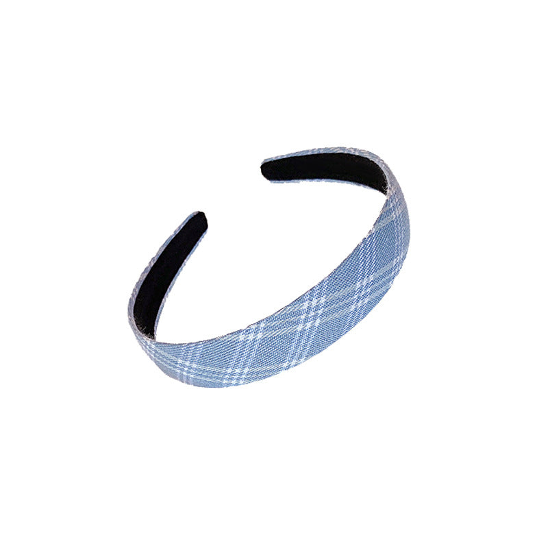 Blue And White Plaid Hair Band Ring Head Rope Rubber Band Hair Ring