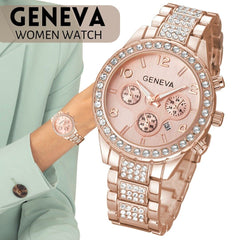 Waterproof Women Luxury Classic Stainless Steel Crystal Quartz Round Wrist Watch