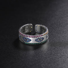 Light Luxury Ring With Colorful Diamonds, Female Advanced Food Ring