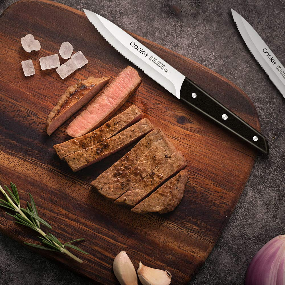 Steak Knife, 8Pcs Steak Knife Set Stainless Steel Serrated Steak Knife Dinner Knife for Home Amazon Platform Banned