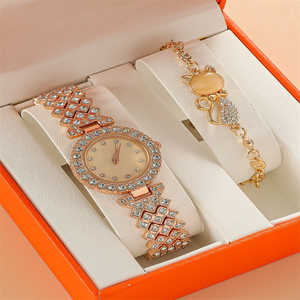 Round Diamond Bracelet Watch Luxury Fashion Gift Box