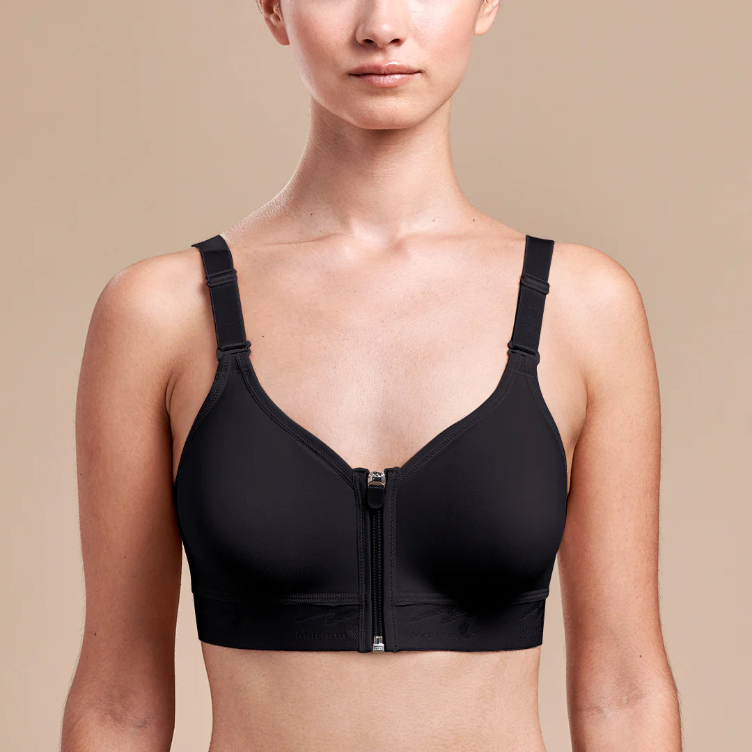 CARESS™ ULTRA-LOW COVERAGE POCKETED ZIP-FRONT BRA - STYLE NO. CAR-B09Z-01, CAR-B09Z-10, CAR-B09Z-11 - BLACK