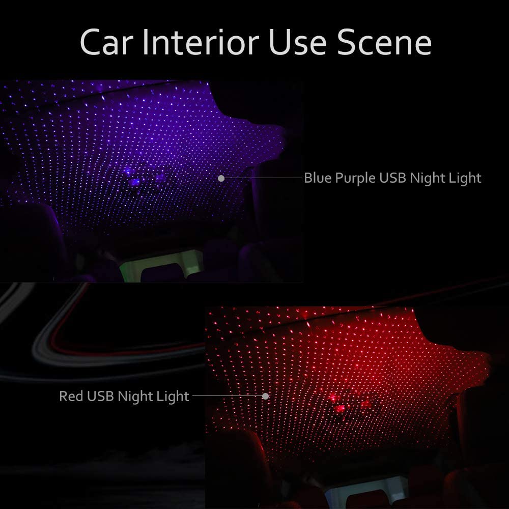 Car LED Starry Sky Night Light USB Powered Galaxy Star Projector Lamp For Car Roof Room Ceiling Decor Plug And Play