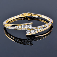 Round Zircon Hollow Gold Plated Bracelet Women's Fashion Jewelry