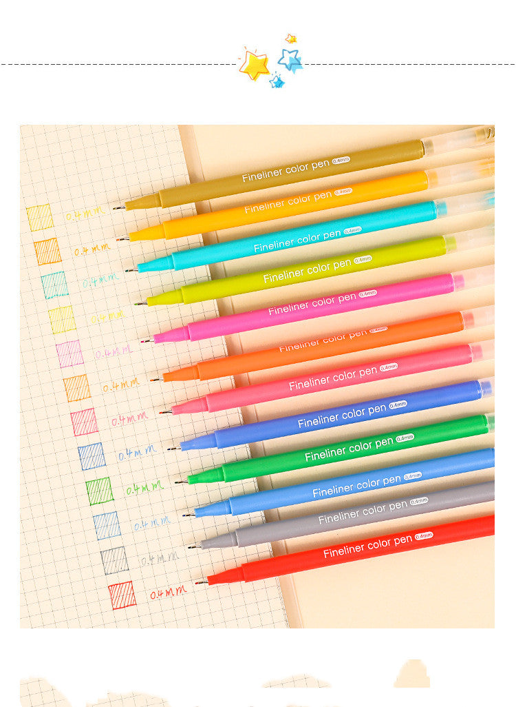 Set Of  For Students To Take Notes With Korean Retro Colored Pens