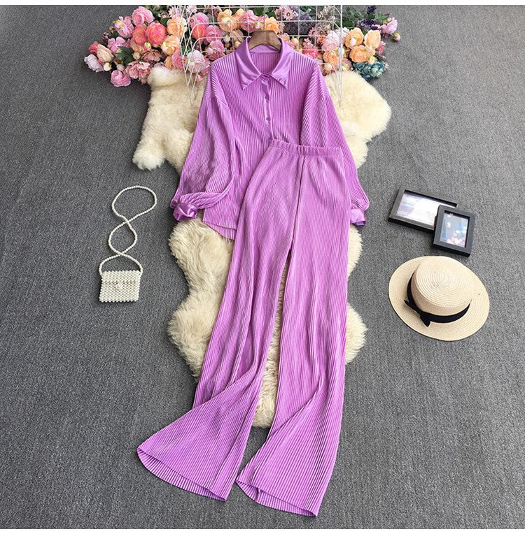 Socialite Temperament Leisure High Waist Drape Pleated Wide-leg Trousers