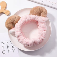 Soft  Horns Hair Band Cute Female Face Makeup Cleansing Hair Accessories Plush Headband