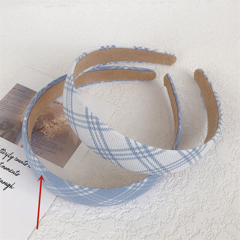 Blue And White Plaid Hair Band Ring Head Rope Rubber Band Hair Ring