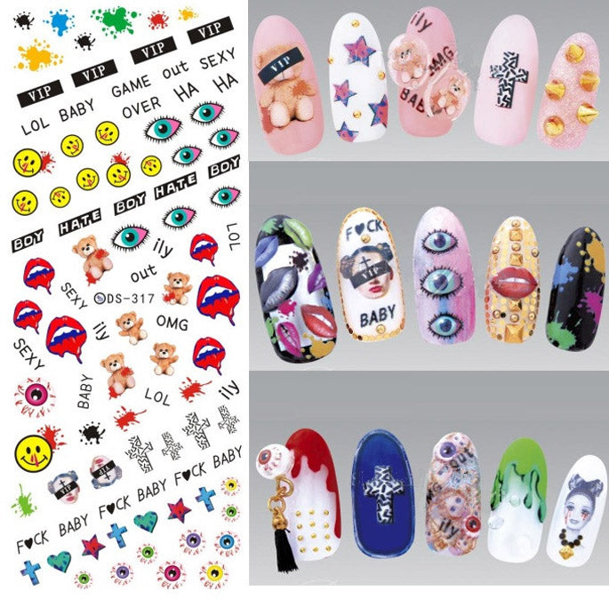 Nail Polish Glue Jewelry Tool Letter Sticker