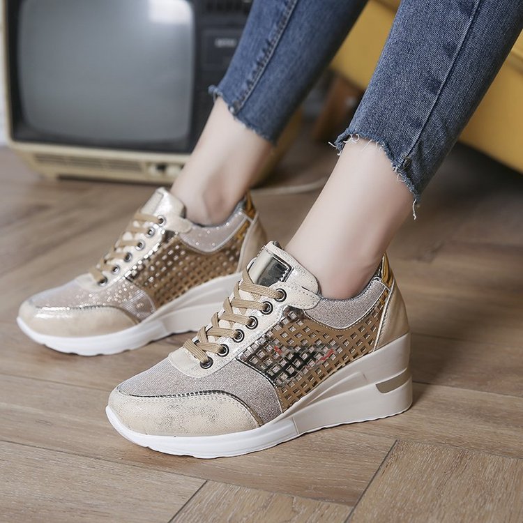 Sequined cutout heightened sneakers