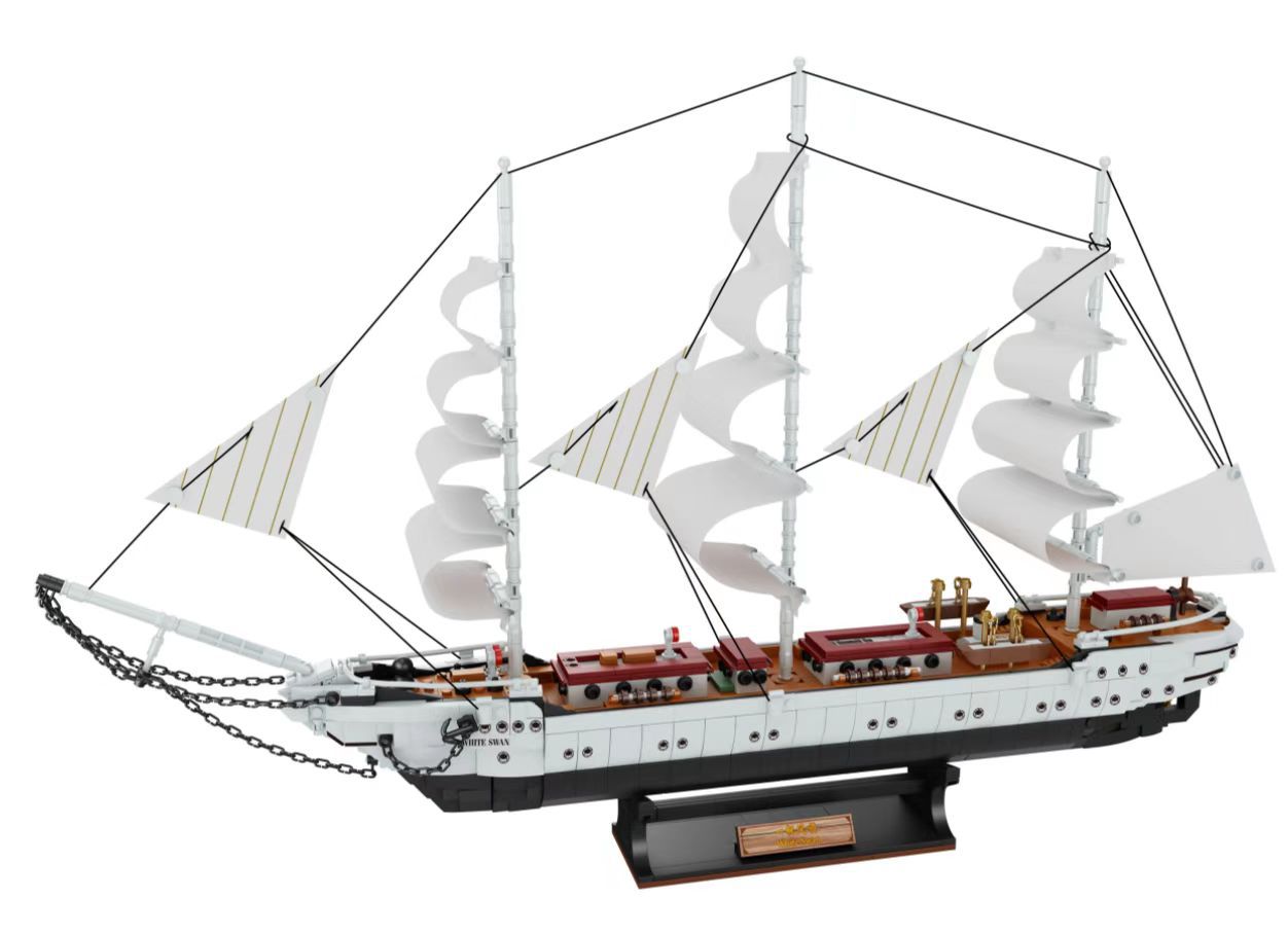 1672Pcs Sailboat White Swan Model Building Blocks DIY Boys Toys Gifts For Children