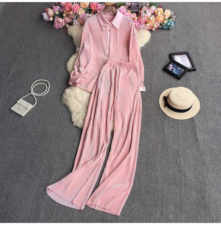 Socialite Temperament Leisure High Waist Drape Pleated Wide-leg Trousers