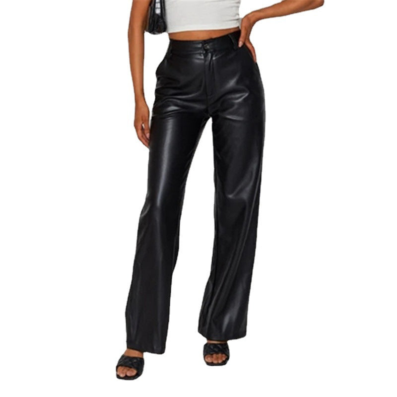 Women's High Elastic PU Leather Pants Leggings