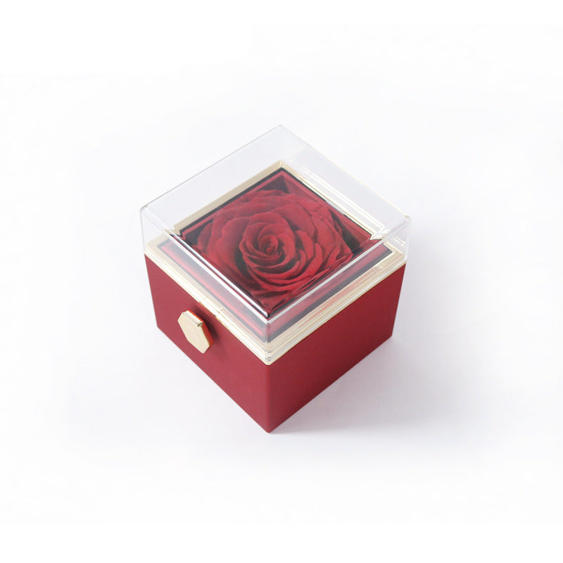 Fashion Acrylic Rotating Rose Jewelry Box