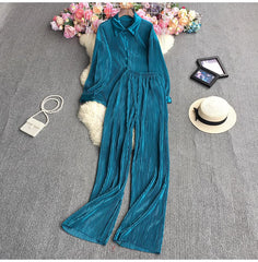 Socialite Temperament Leisure High Waist Drape Pleated Wide-leg Trousers