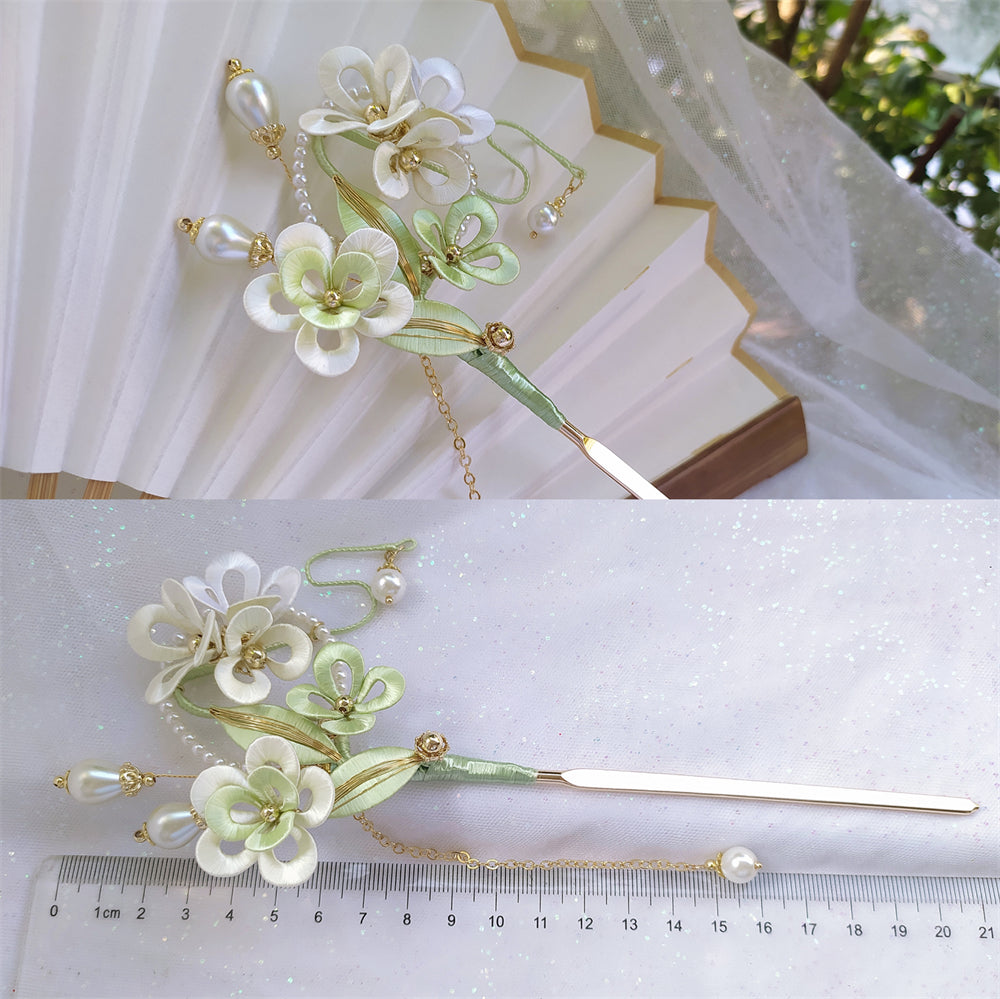 Non-legacy Flower-wrapped Hairpin Finished Product Creative Antique Hair Plate Handmade Jewelry Hanfu Cheongsam Brooch