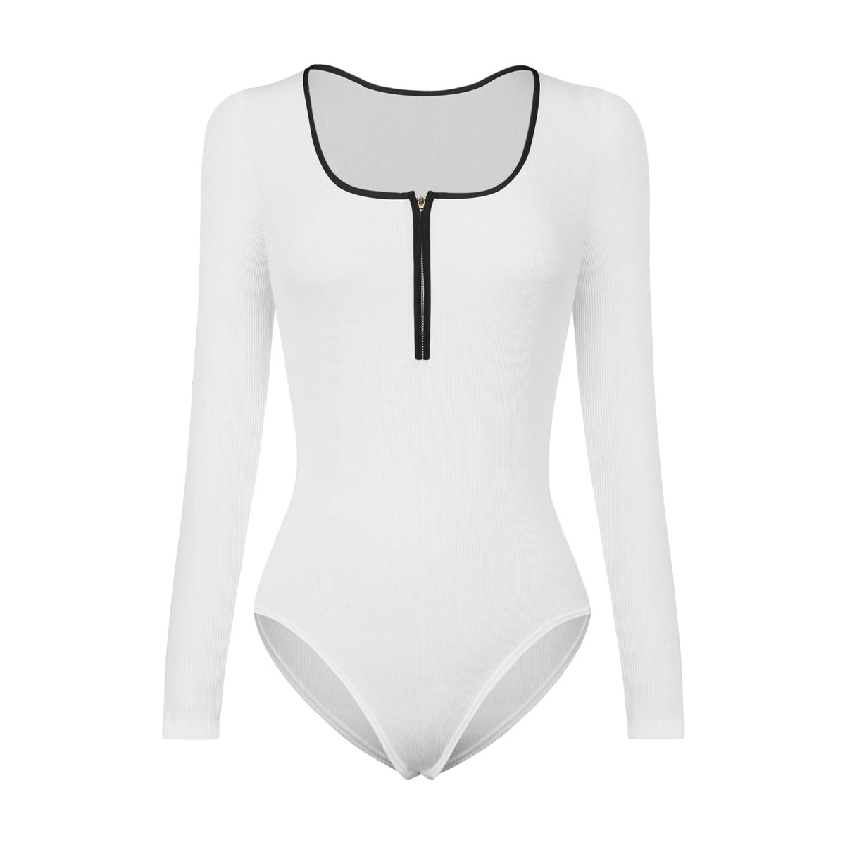 Tight Long Sleeve Jumpsuit Fashion Square Neck Zipper Thread Innner Corset Body Shaper Clothing For Dress Slim Sports Yoga Fitness Romper