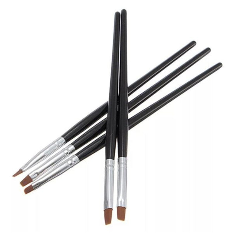 A Set Of 5 Durable Nail Brushes With Black Nail Polish