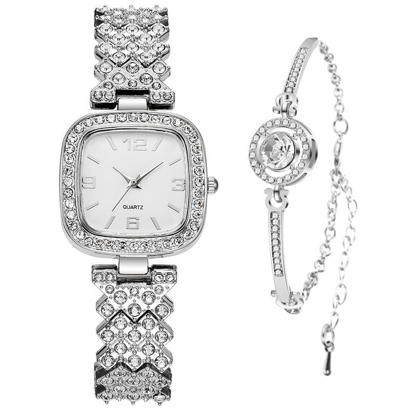 Small Square Watch Full Diamond Women's Bracelet Gift Box