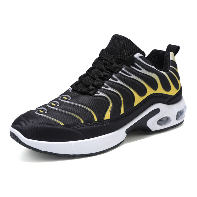 Color-blocked Sneakers Men Personalized Fashion Lace Up Air Cushion Sports Shoes Casual Outdoor Running Walking Shoes