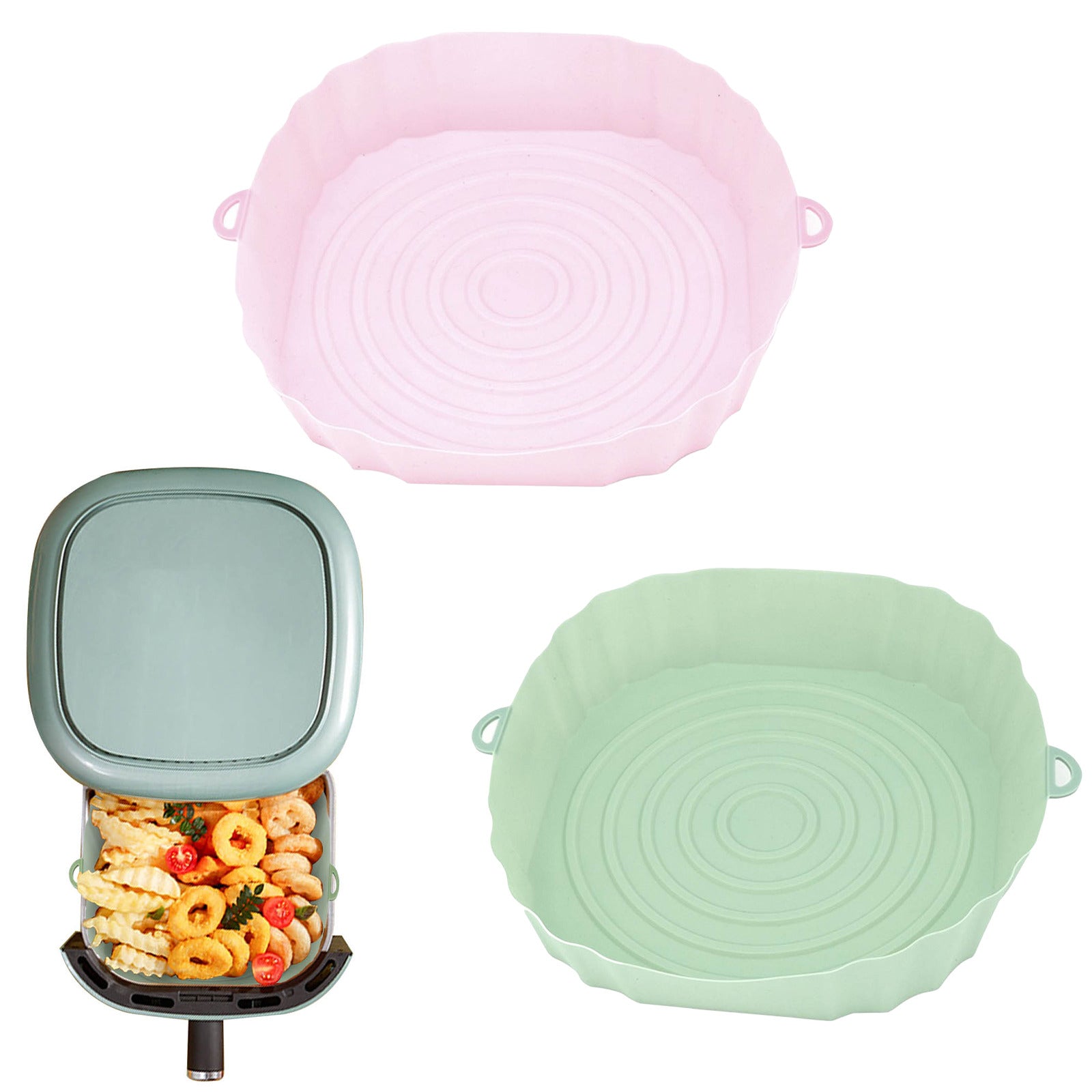 Air Fryer Silicone Basket Silicone Mold Airfryer Oven Baking Tray Pizza Fried Chicken Basket Reusable Pan Liner Accessories